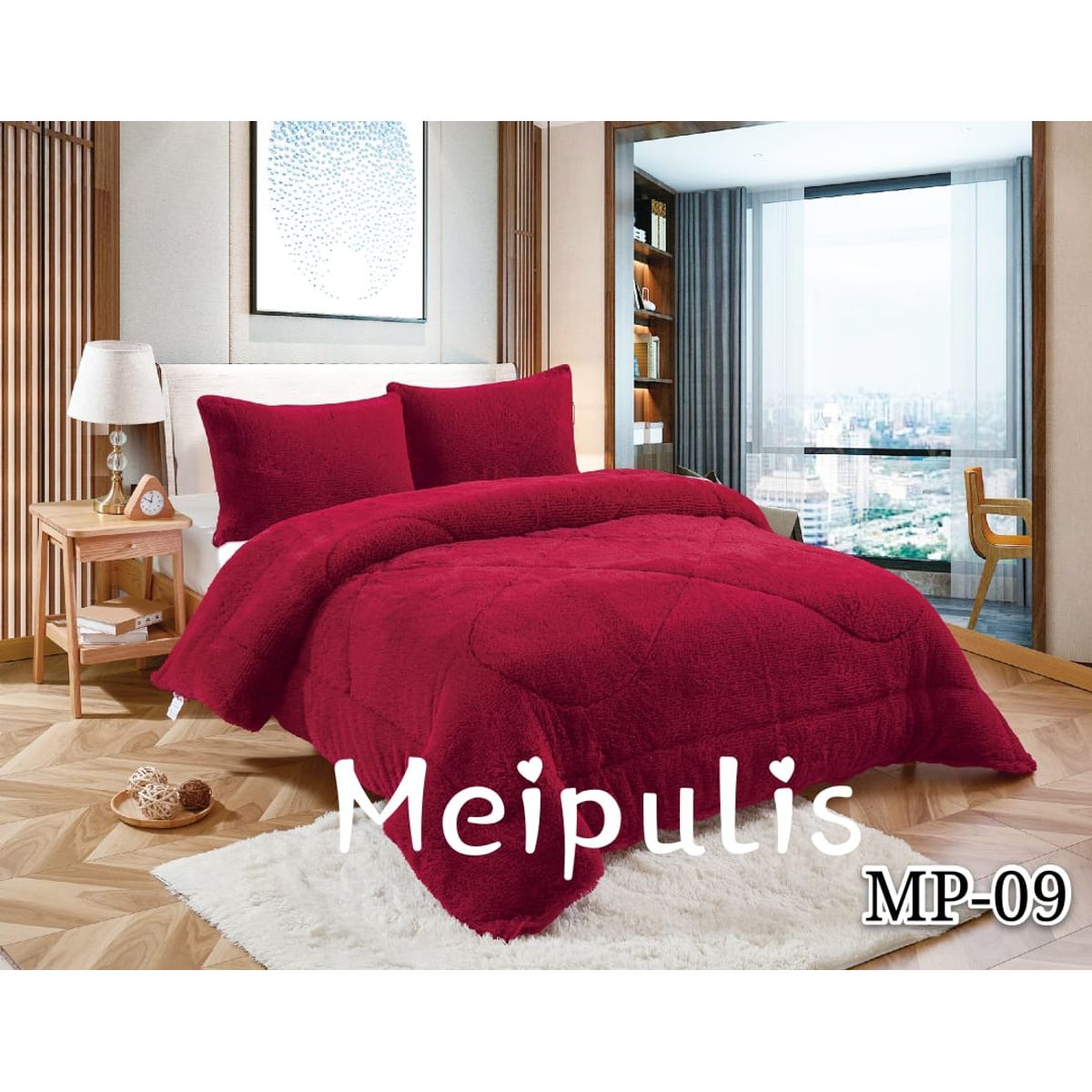 GENERICO - Cubrecamas de Invierno Peludos con Chiporro 2 P Rojo Italiano 09