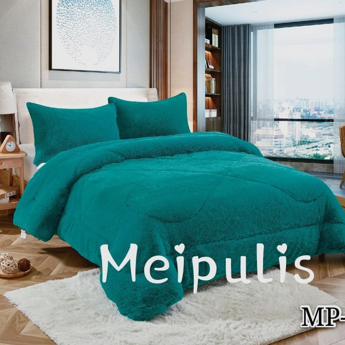 GENERICO - Cubrecamas de Invierno Peludos con Chiporro 2 P Turquesa 05