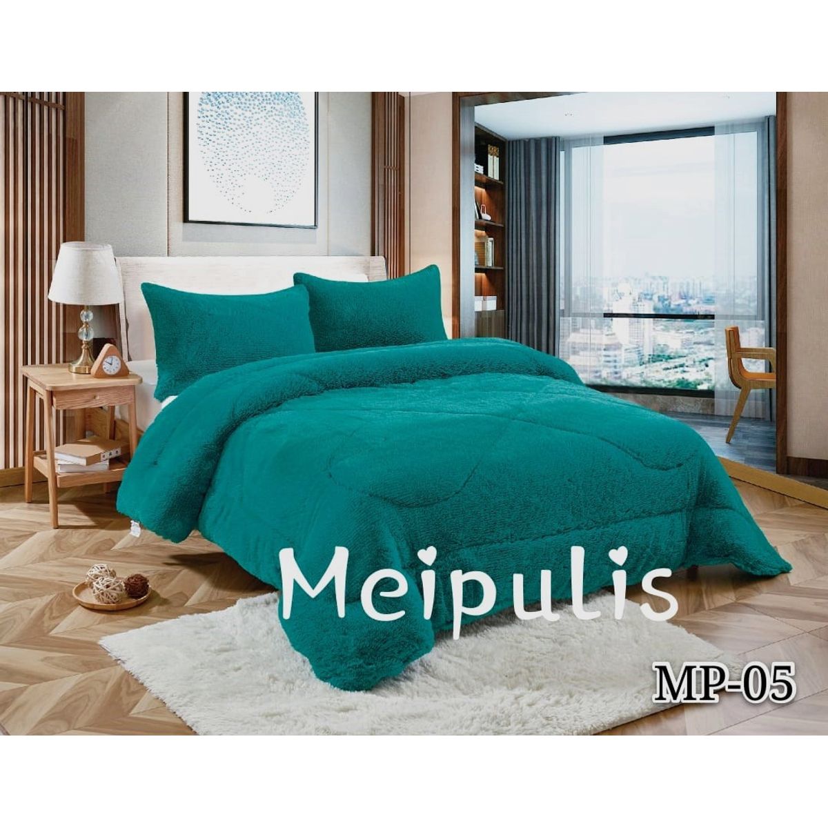 GENERICO - Cubrecamas de Invierno Peludos con Chiporro 2 P Turquesa 05