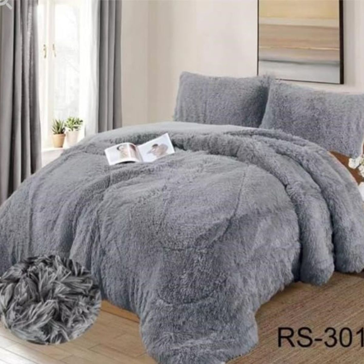 GENERICO - Cubrecamas de Invierno Peludos con Chiporro 2 P Gris 30110