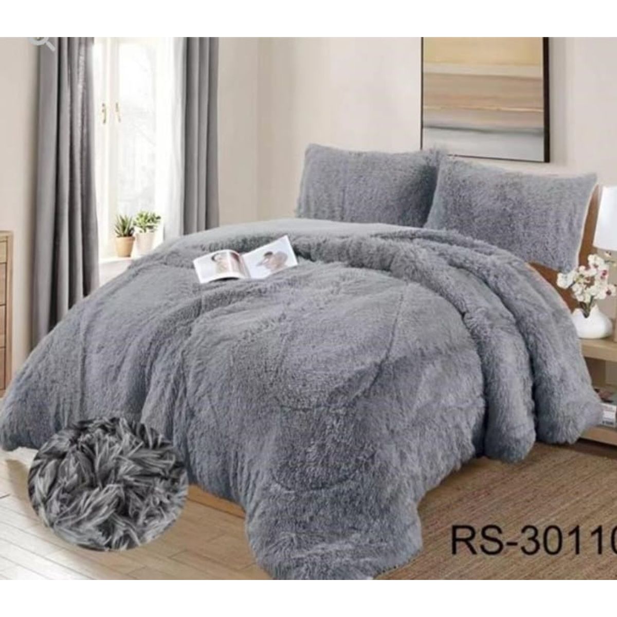 GENERICO - Cubrecamas de Invierno Peludos con Chiporro 2 P Gris 30110