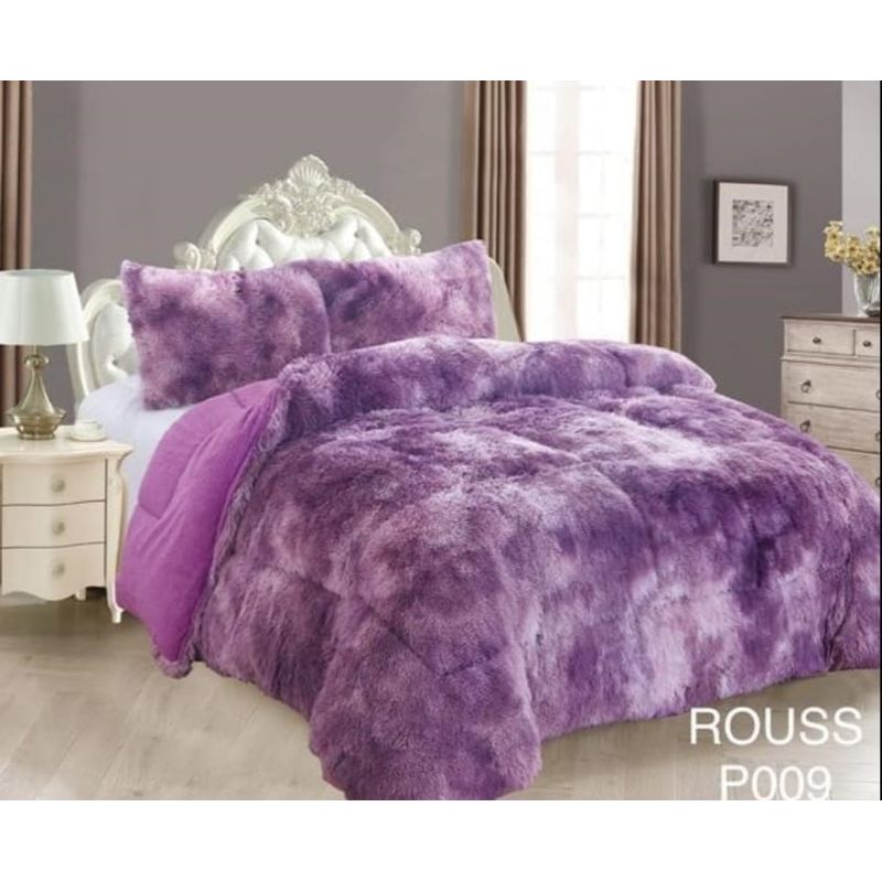 GENERICO - Cubrecamas de Invierno Peludos con Chiporro 2 P Morado Jaspeado 009