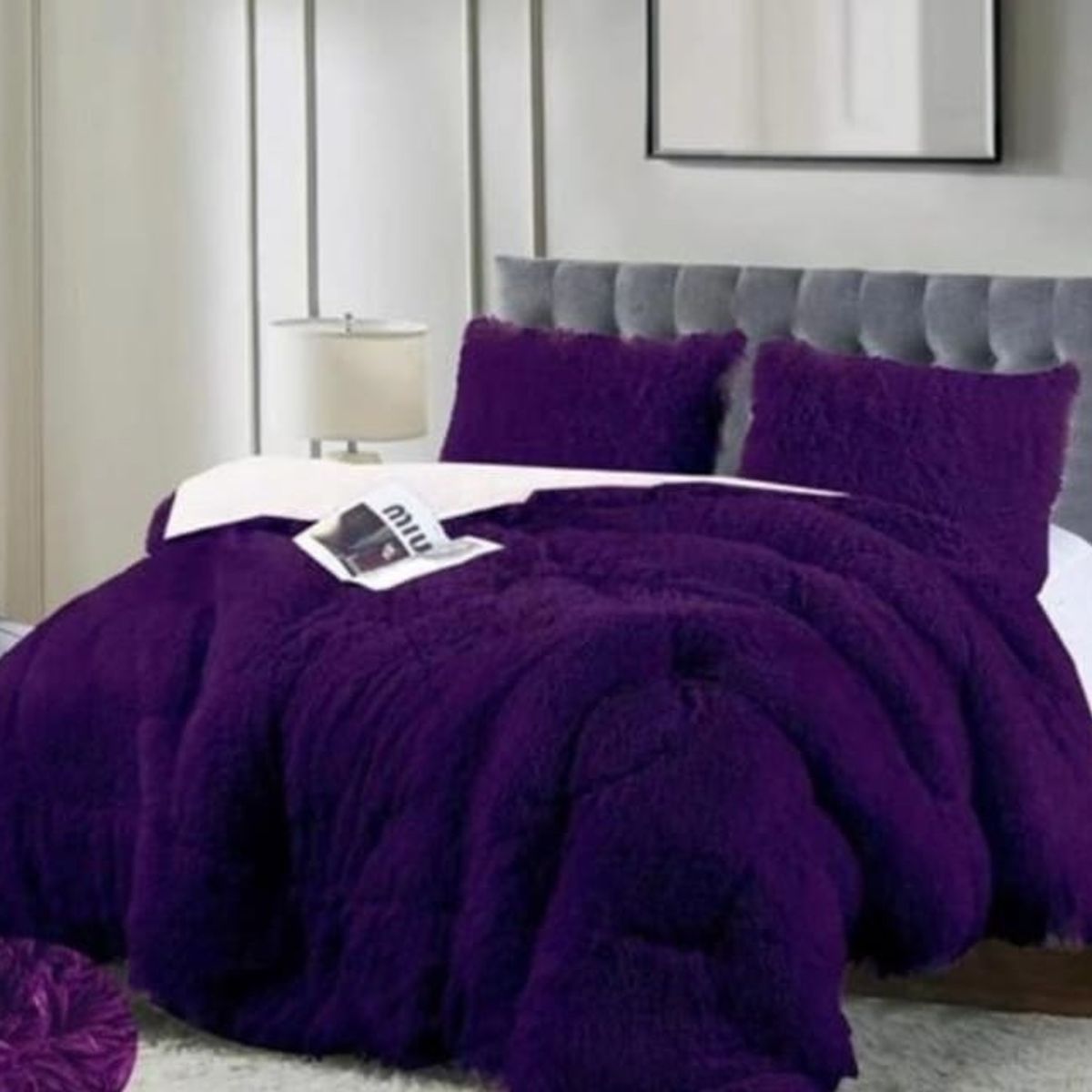 GENERICO - Cubrecamas de Invierno Peludos con Chiporro 2 P Morado