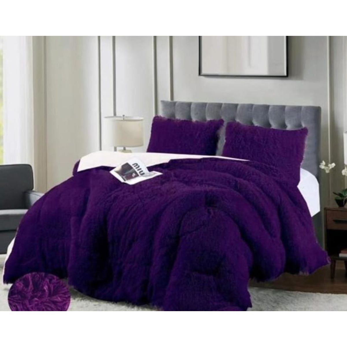 GENERICO - Cubrecamas de Invierno Peludos con Chiporro 2 P Morado