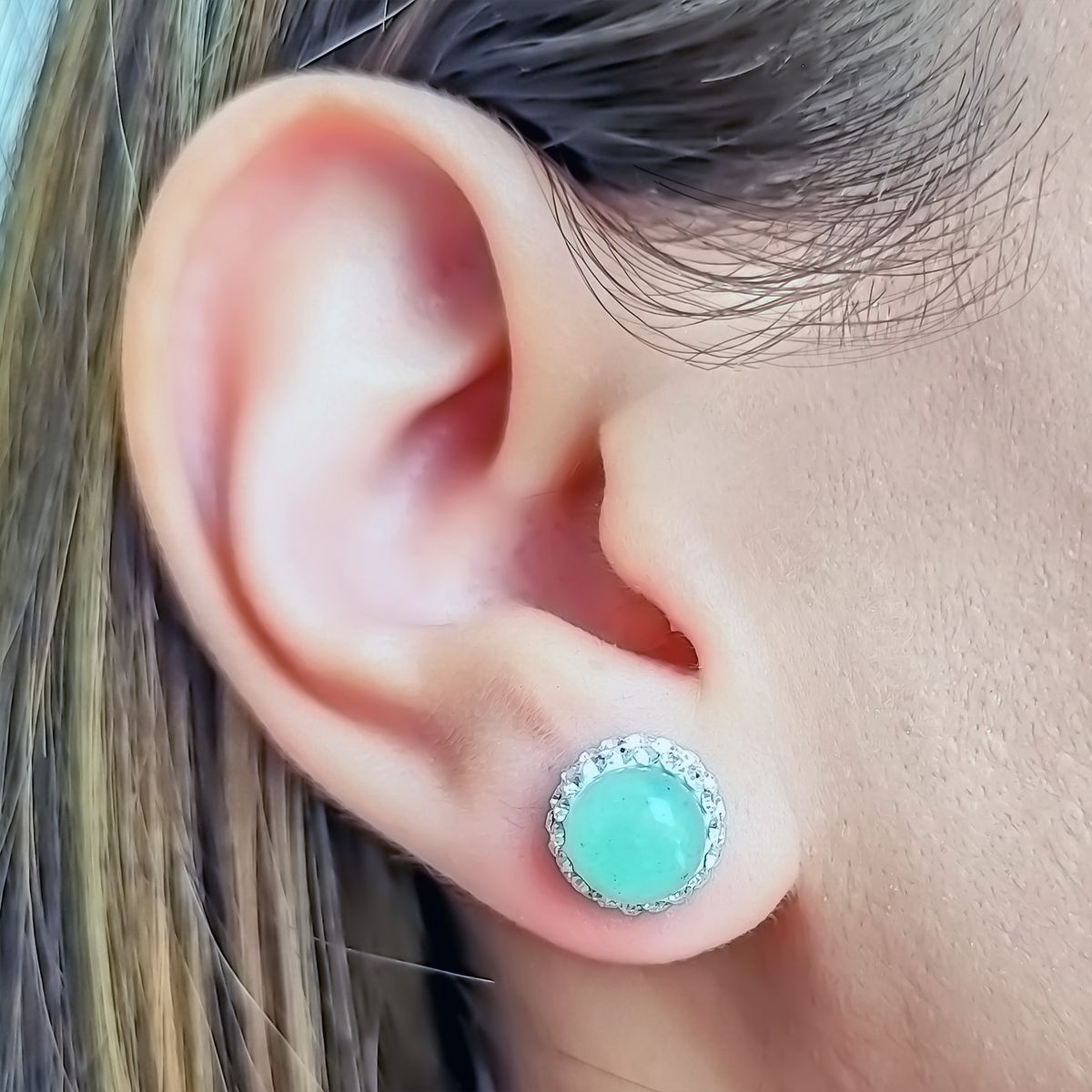 ANDREA COGGIOLA JOYAS - Aros Jade Circones Plata Fina 925