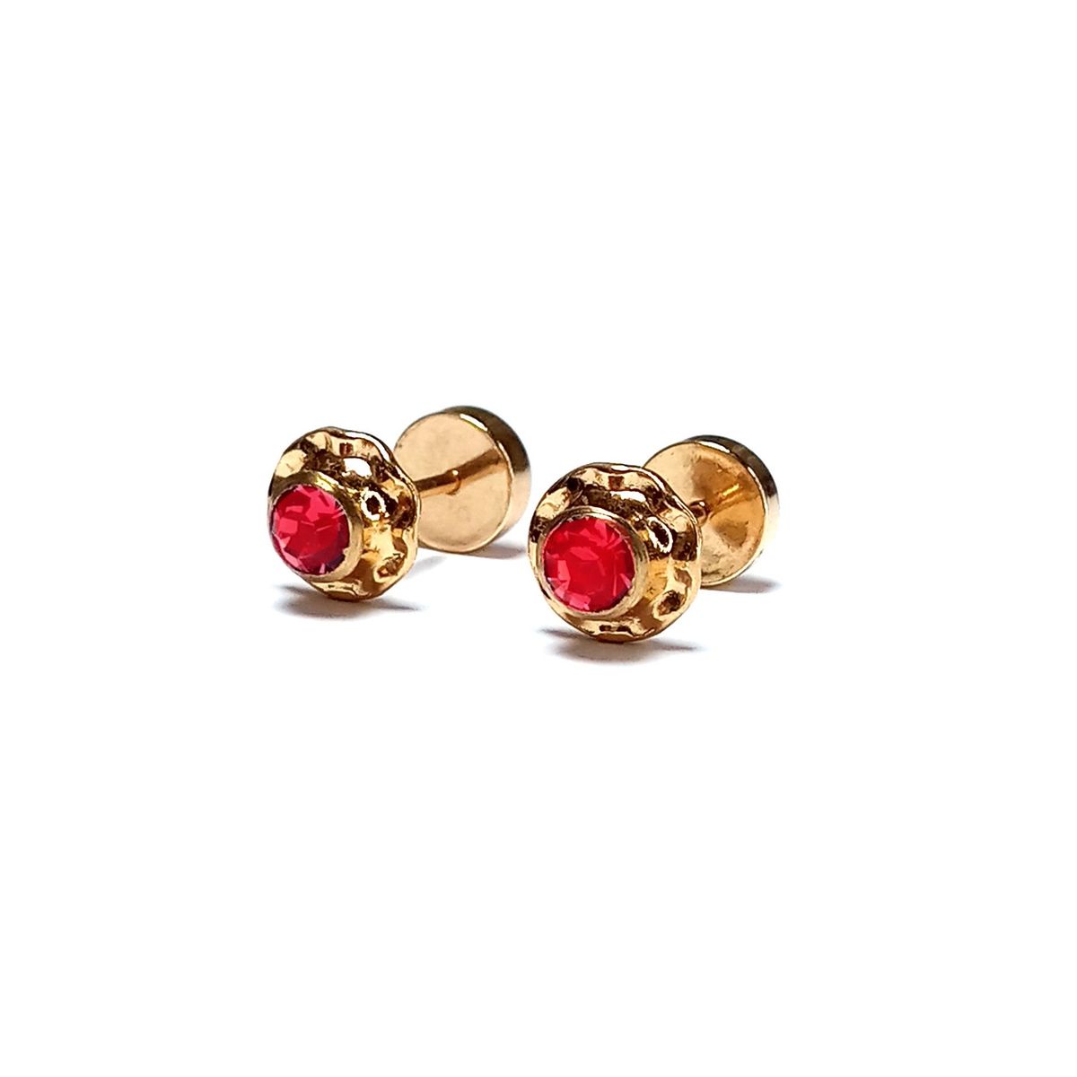 COGGIOLA - Aros Abridores Bebé Circón 6mm Laminado Oro 18K