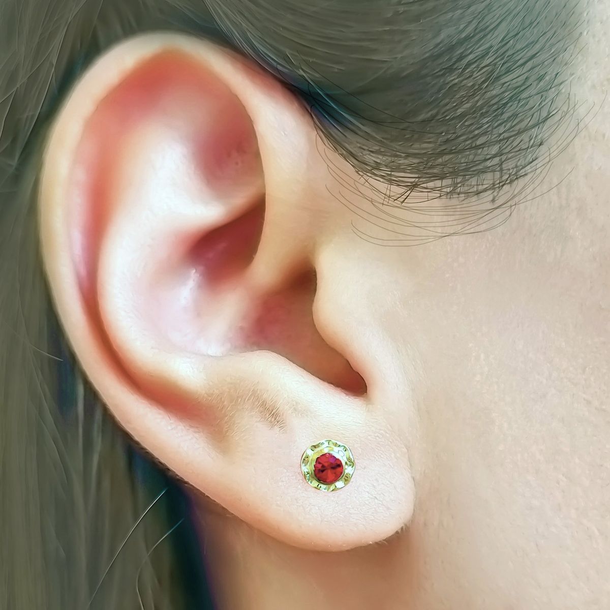 COGGIOLA - Aros Abridores Bebé Circón 6mm Laminado Oro 18K