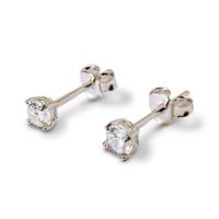 Aros Circón Solitario Plata Fina 925