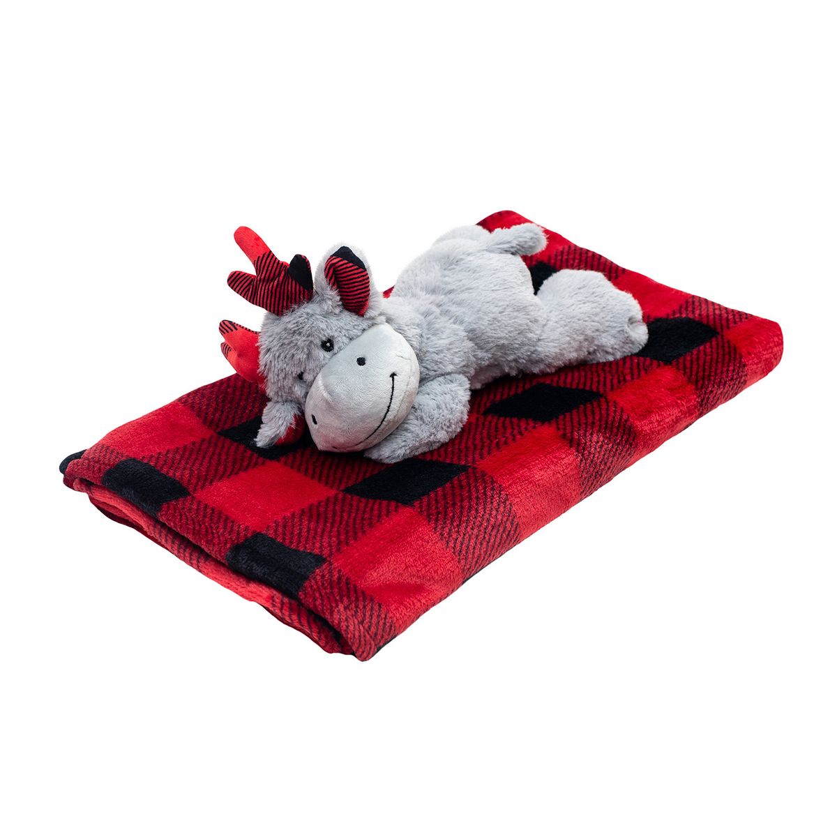 BAMBINO - Frazada Y Peluche Set 2 Piezas Bambino Navidad Reno Gris