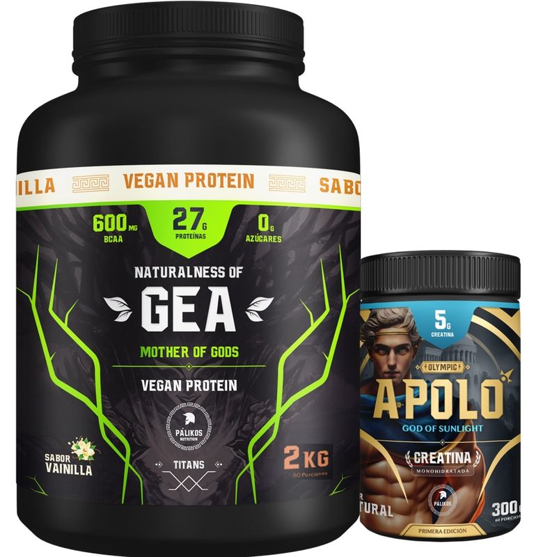 PALIKOS FITNESS - Pack Terra 2kg-Gea Vegan Protein 2 kg Vainilla + Creatina Apolo 300 g
