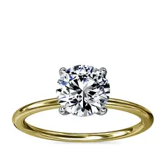 LUXURYJOYAS - Anillo Oro Sólido 18k Compromiso Con Diamante Solitario