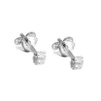 Aros Circón Blanco Solitario Plata Fina 925