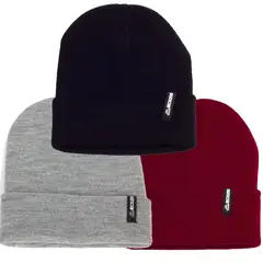 RECKLESS - Pack 3x2 Gorros de lana beanie - - Negro, Burdeo y Gris