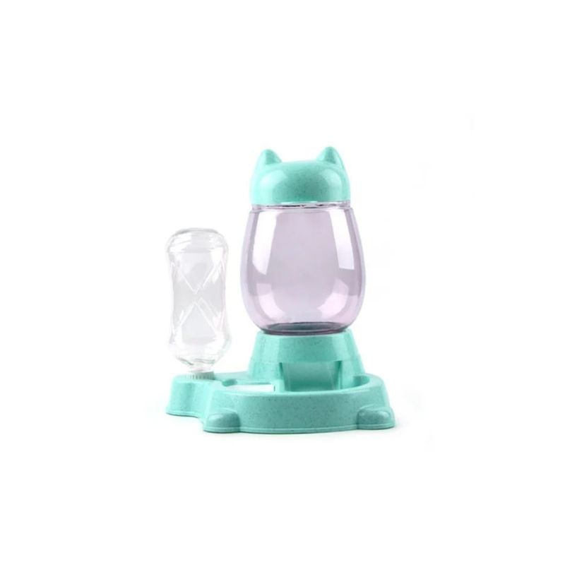 GENERICO - Dispensador De Agua y Comida Para Mascotas 2en1 Verde