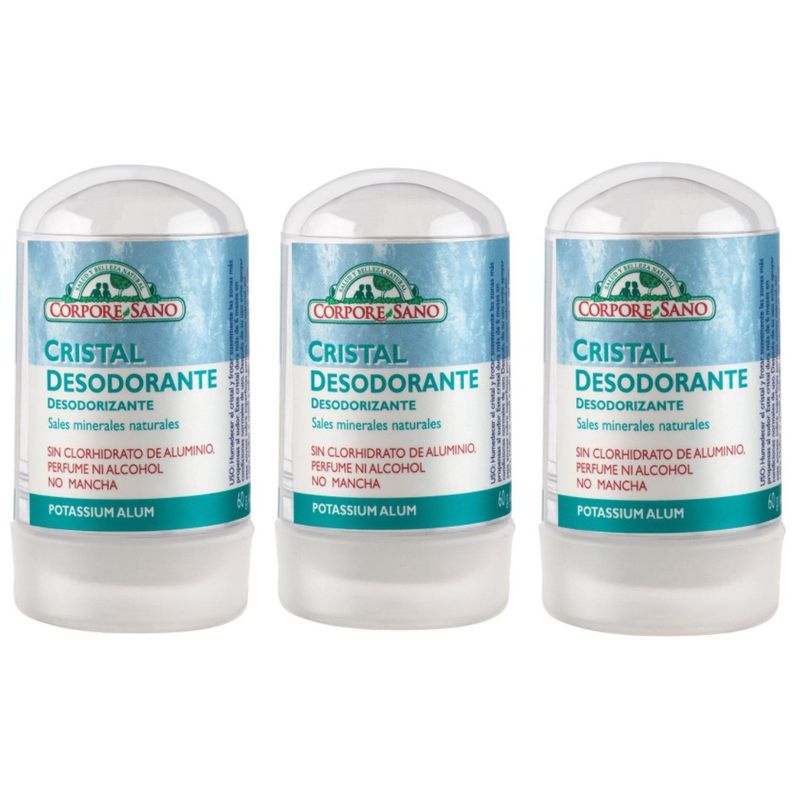CORPORE SANO - Pack 3 Desodorantes Naturales Piedra De Alumbre Corpore Sano