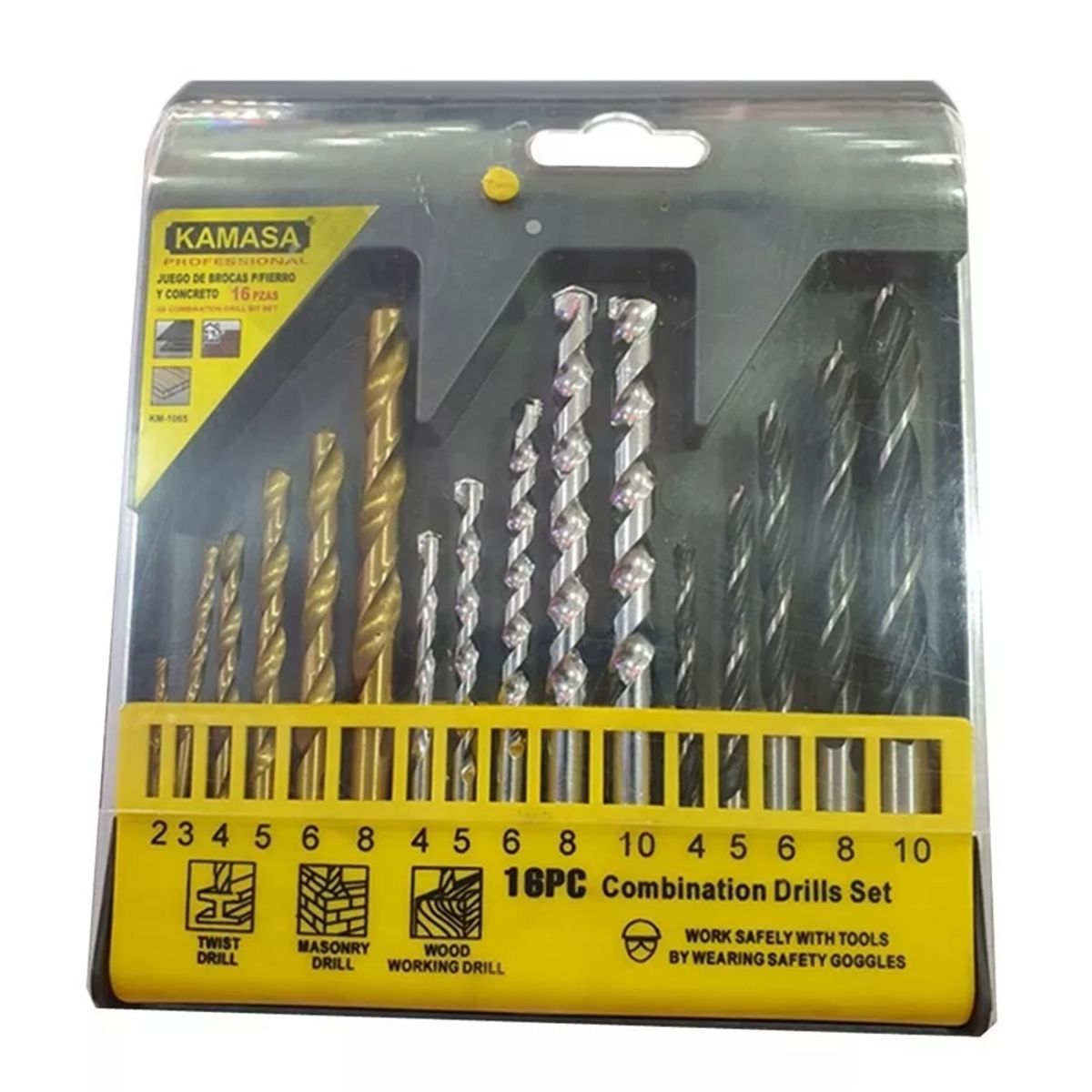 KAMASA - Juego De Brocas Para Madera Cemento Metal 16 Piezas Kamasa