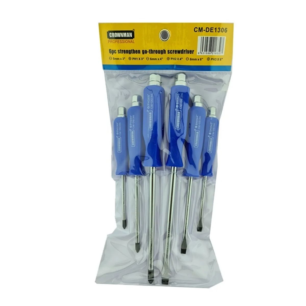 GENERICO - Set Kit Juego De Destornilladores De Golpe 6 Piezas Crownman