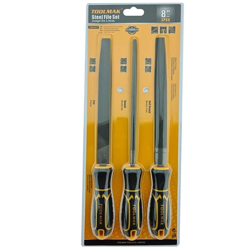 GENERICO - Kit Set Juego De Limas De Acero 3 Piezas 8 Pulgadas Toolmak