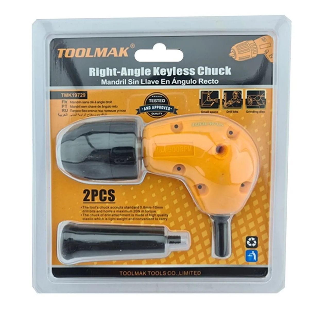 GENERICO - Mandril Sin Llave En Angulo Recto Para Taladro Toolmak