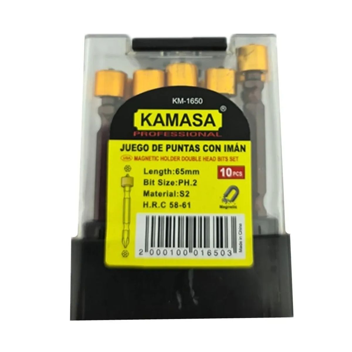 KAMASA - Juego Punta Phillips Con Tope Doble S2 Ph2 10pc Magnetico Km