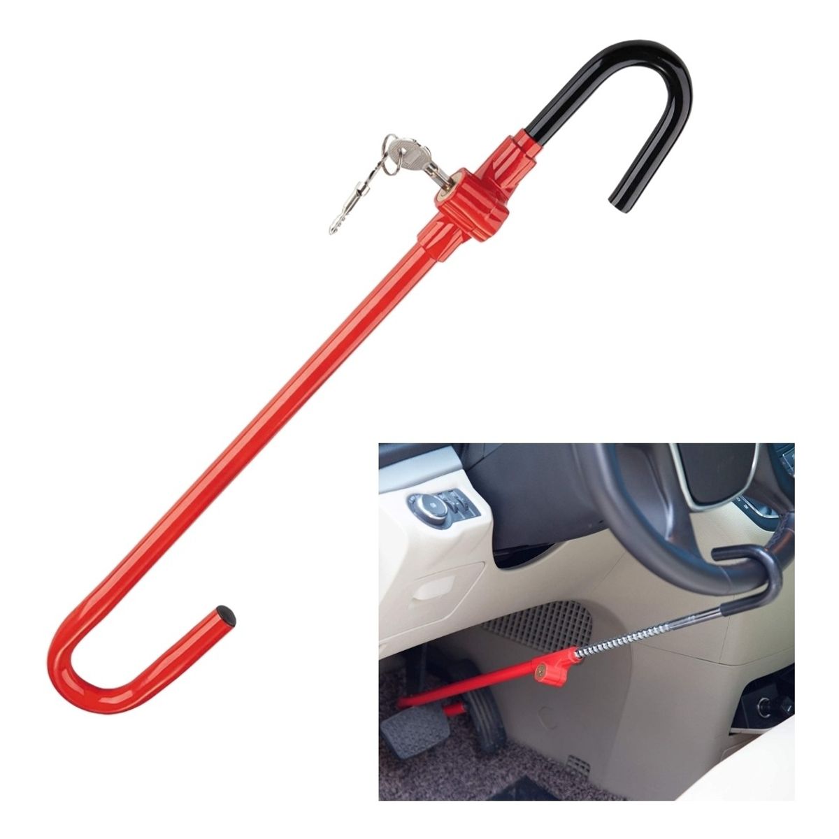 GENERICO - Traba Volante Y Pedal Antirrobo + Llave Cq-legend 8021 Metal.