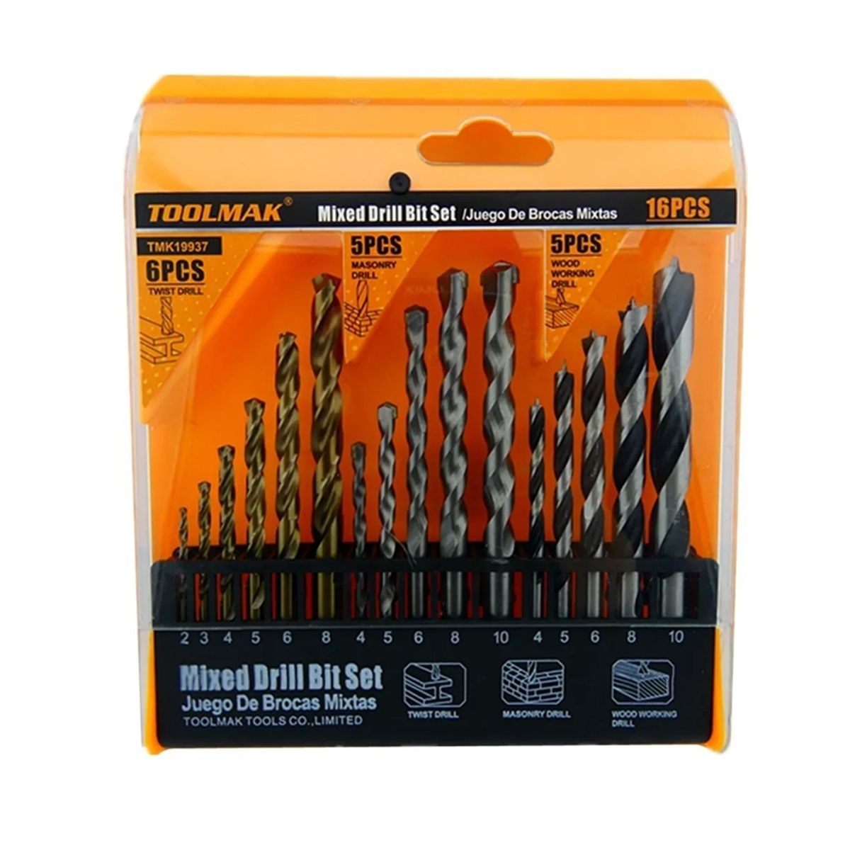 GENERICO - Juego De Brocas Para Madera Cemento Metal 16 Piezas Tmk19937