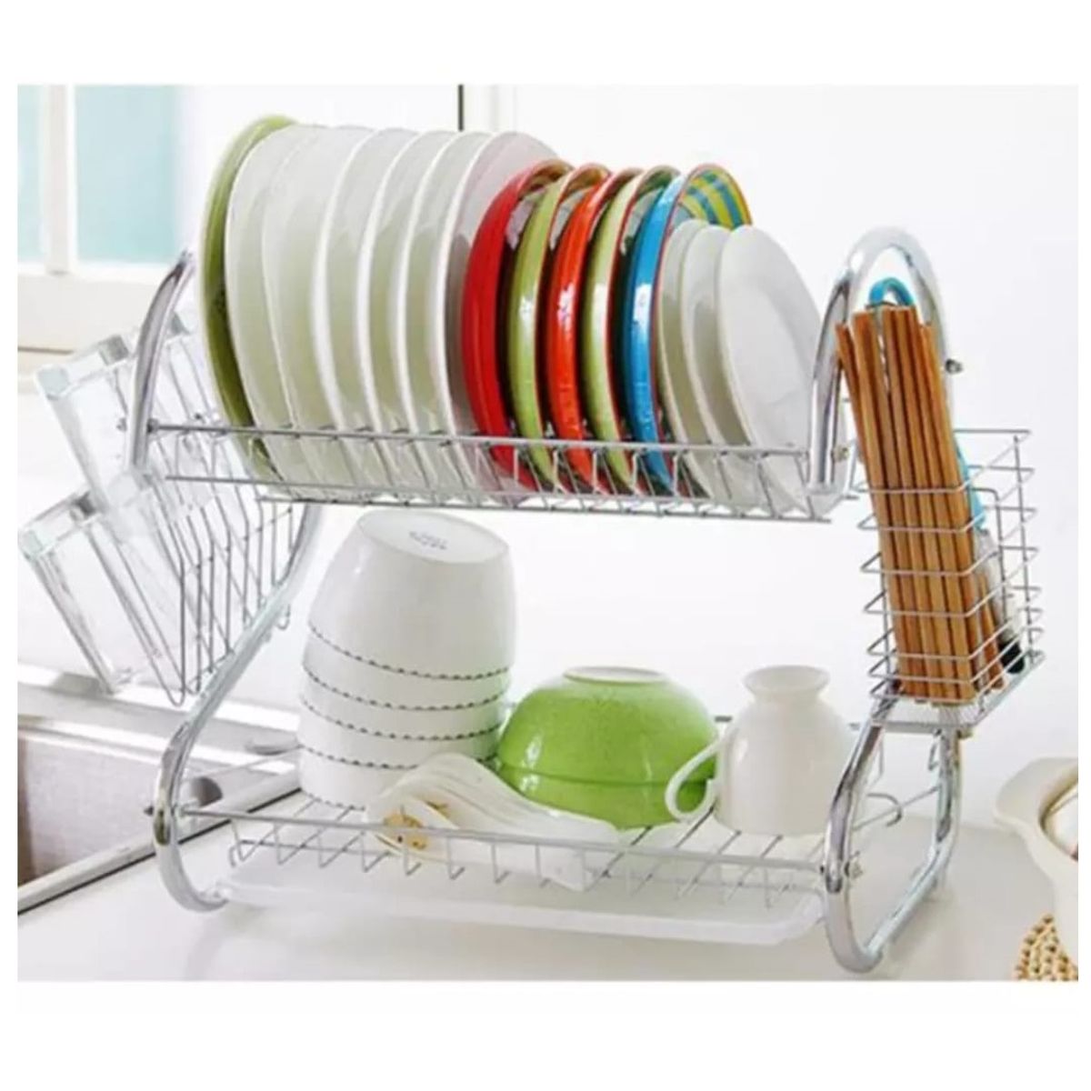 GENERICO - Escurridor Seca Platos 2 Niveles Inoxidable aluminio A2