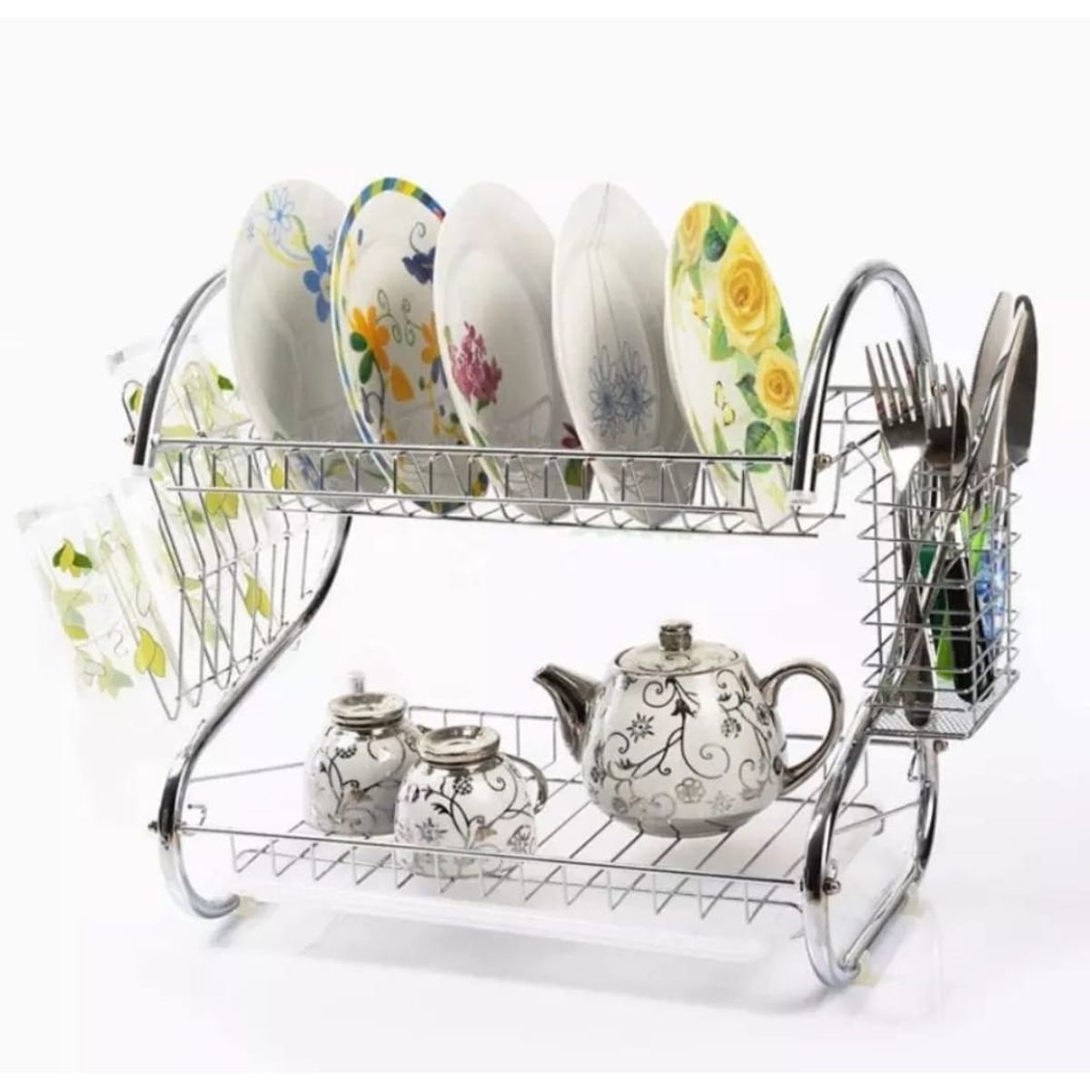 GENERICO - Escurridor Seca Platos 2 Niveles Inoxidable aluminio A2