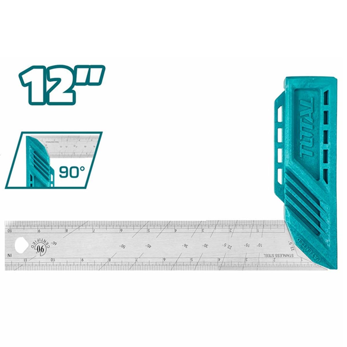 TOTAL TOOLS - Escuadra Carpintero Esquina 12 Pulgadas Acero Total