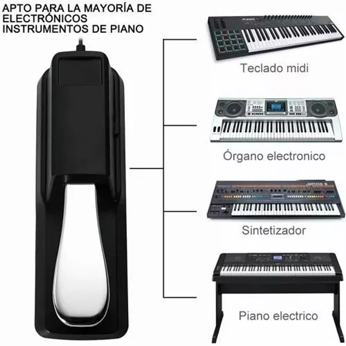 KUANGYE - Pedal Sustain Universal Teclado Polaridad Piano Musica
