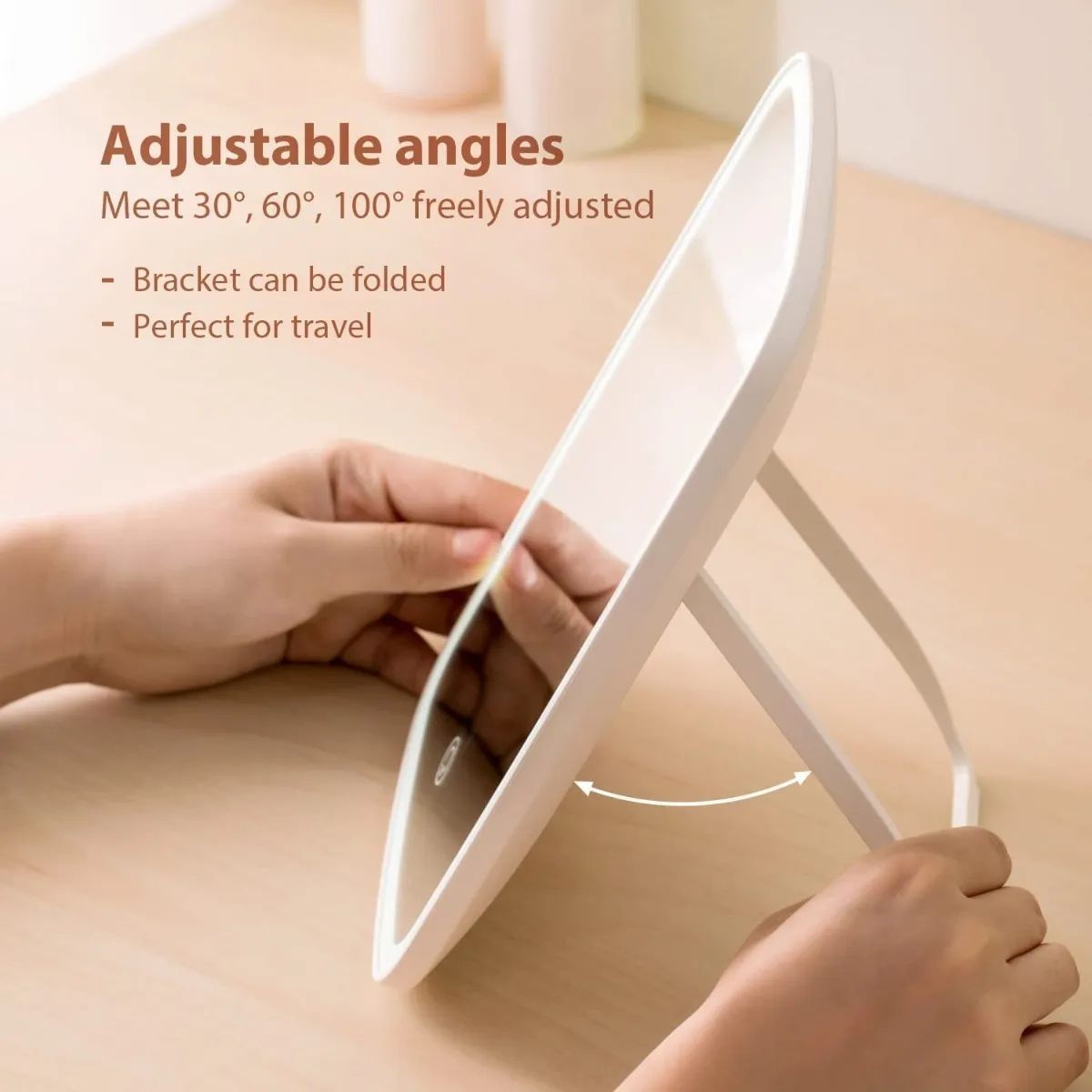 KUANGYE - Espejo De Maquillaje Pantalla Táctil Y Luces Led Recargable