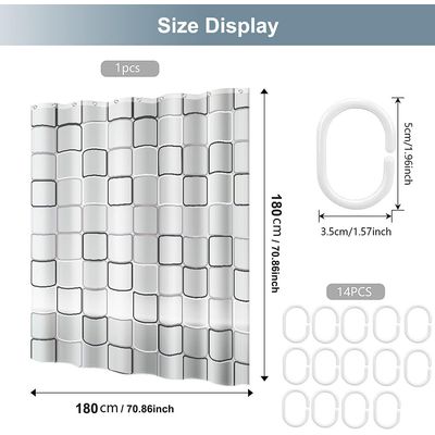 Imagen 2 del producto Cortina De Baño Lavable Tela Poliestér 180×180cm Impermeable