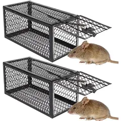 KUANGYE - 2 X Jaula Trampa Ratones Roedor De Metálico 24cmx11cm