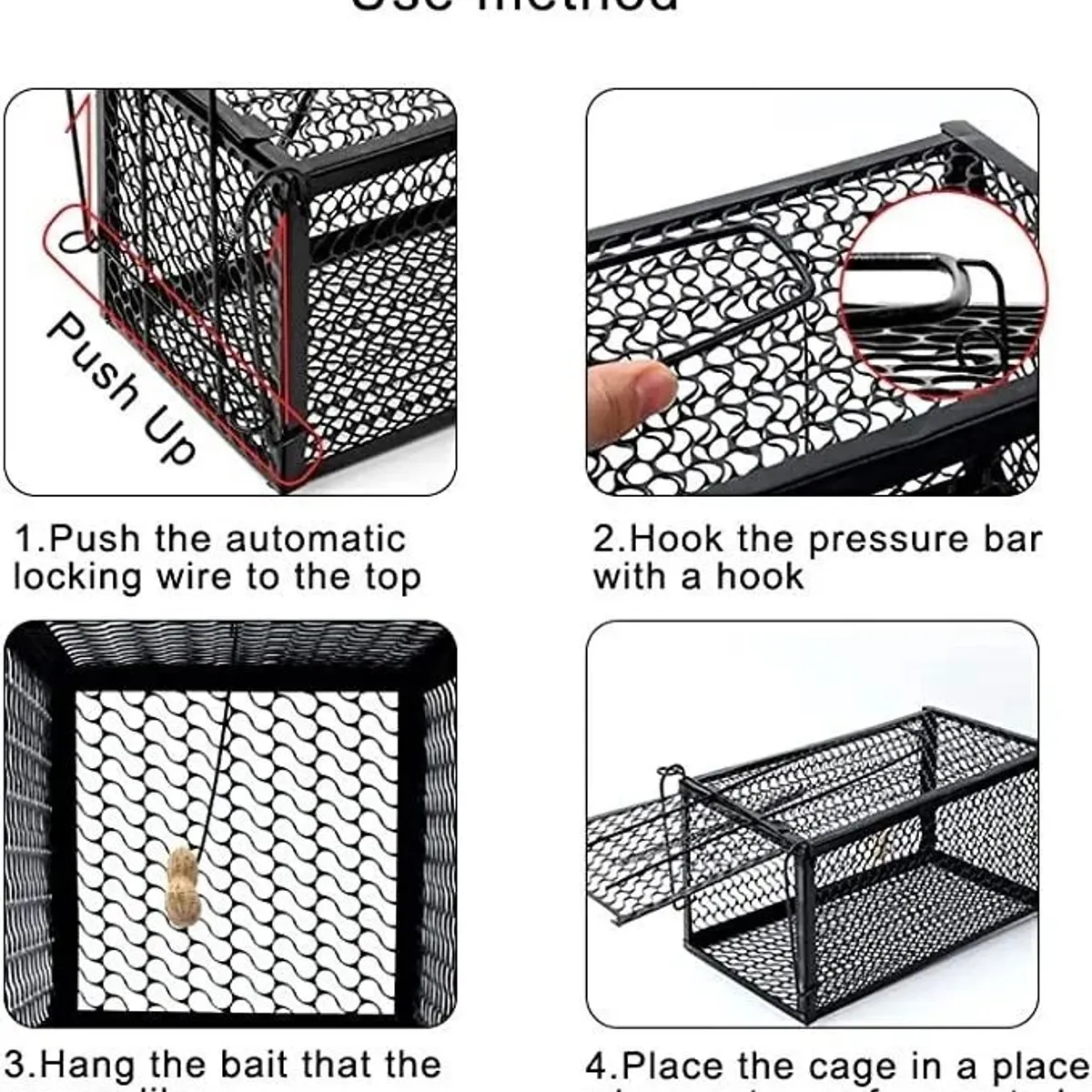 KUANGYE - 2 X Jaula Trampa Ratones Roedor De Metálico 24cmx11cm