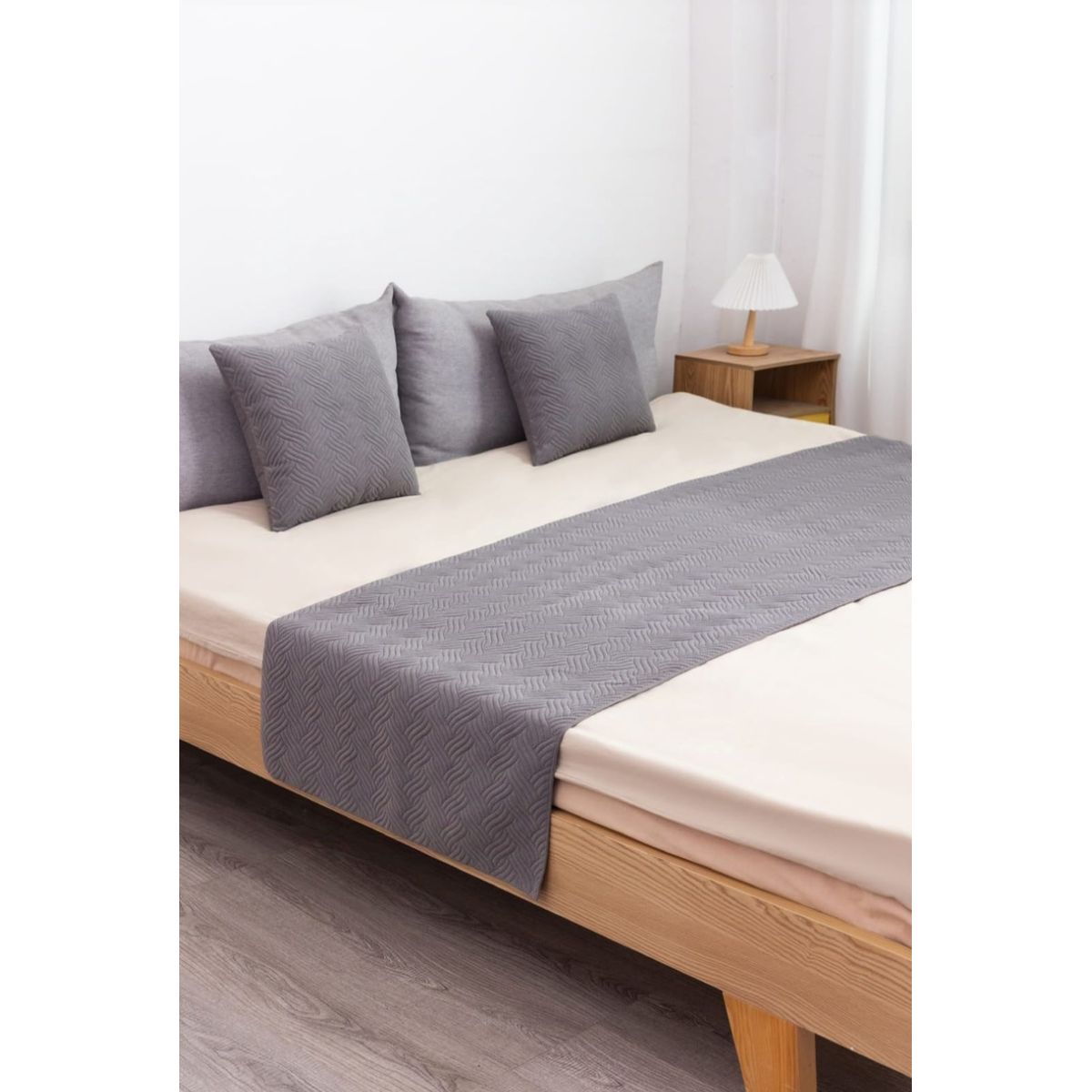 GENERICO - Piecera más dos fundas de cojín terciopelo gris