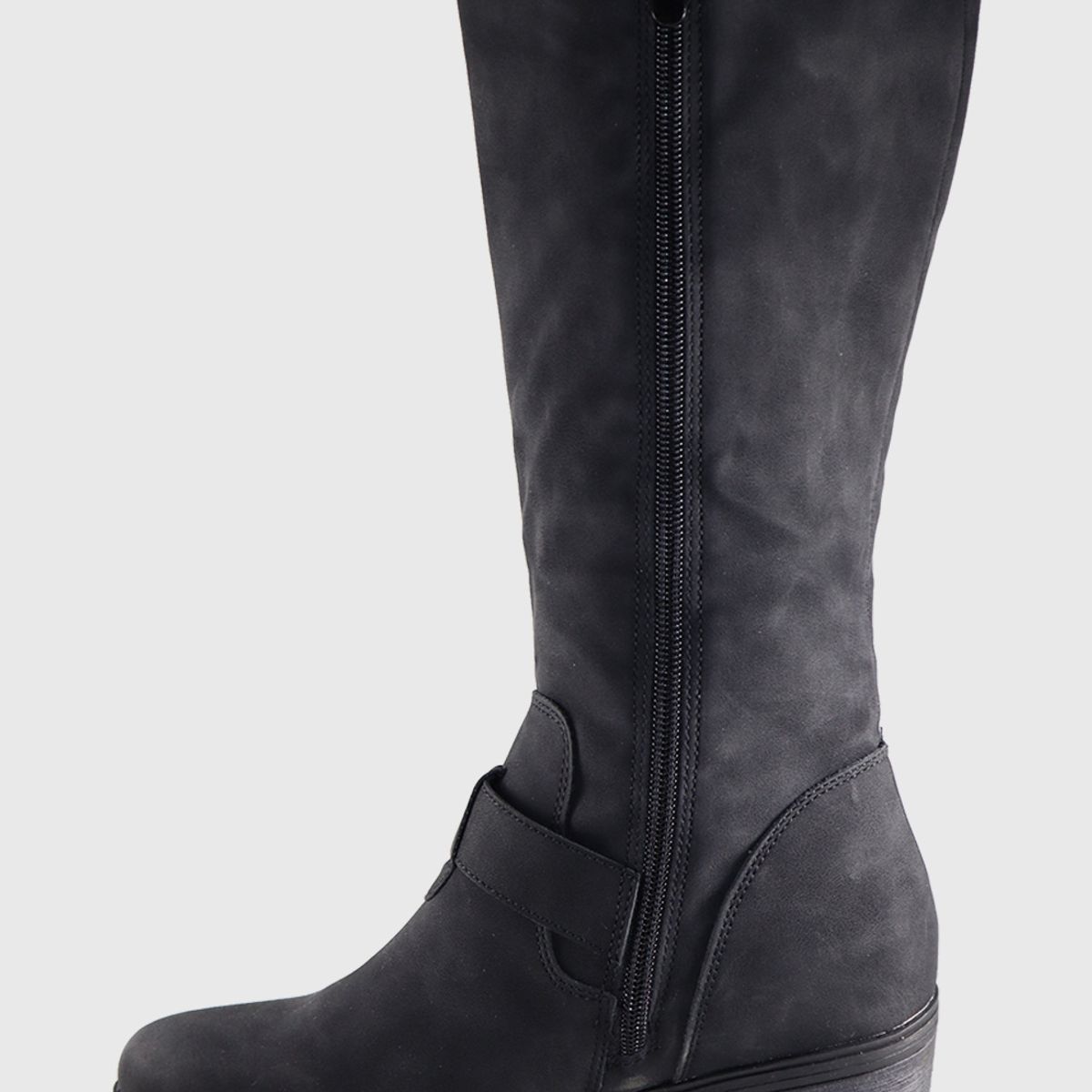 DINASTELLA - Bota Alta Elegante doble cierre Taco corto Comodas Danicolle Negra