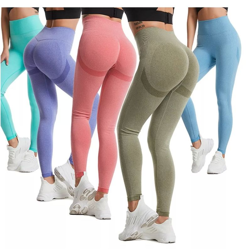 GENERICO - Calzas Push Up Leggings Deportivas Texturizadas Pack 3
