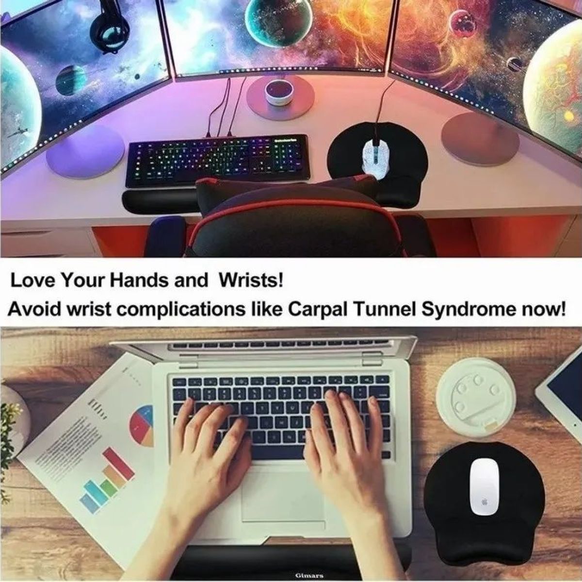 KUANGYE - Reposamuñecas Mouse Alfombrilla Teclado Muñeca