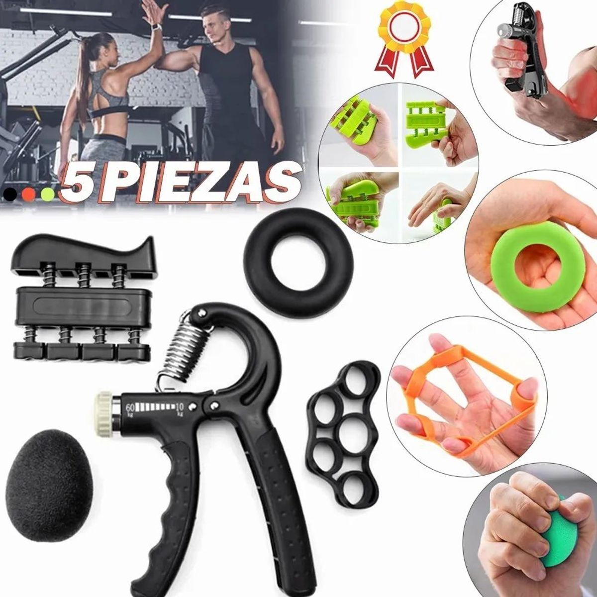 KUANGYE - Juego Fortalecedor Agarre Mano Kit Anillo Dedo Resistencia