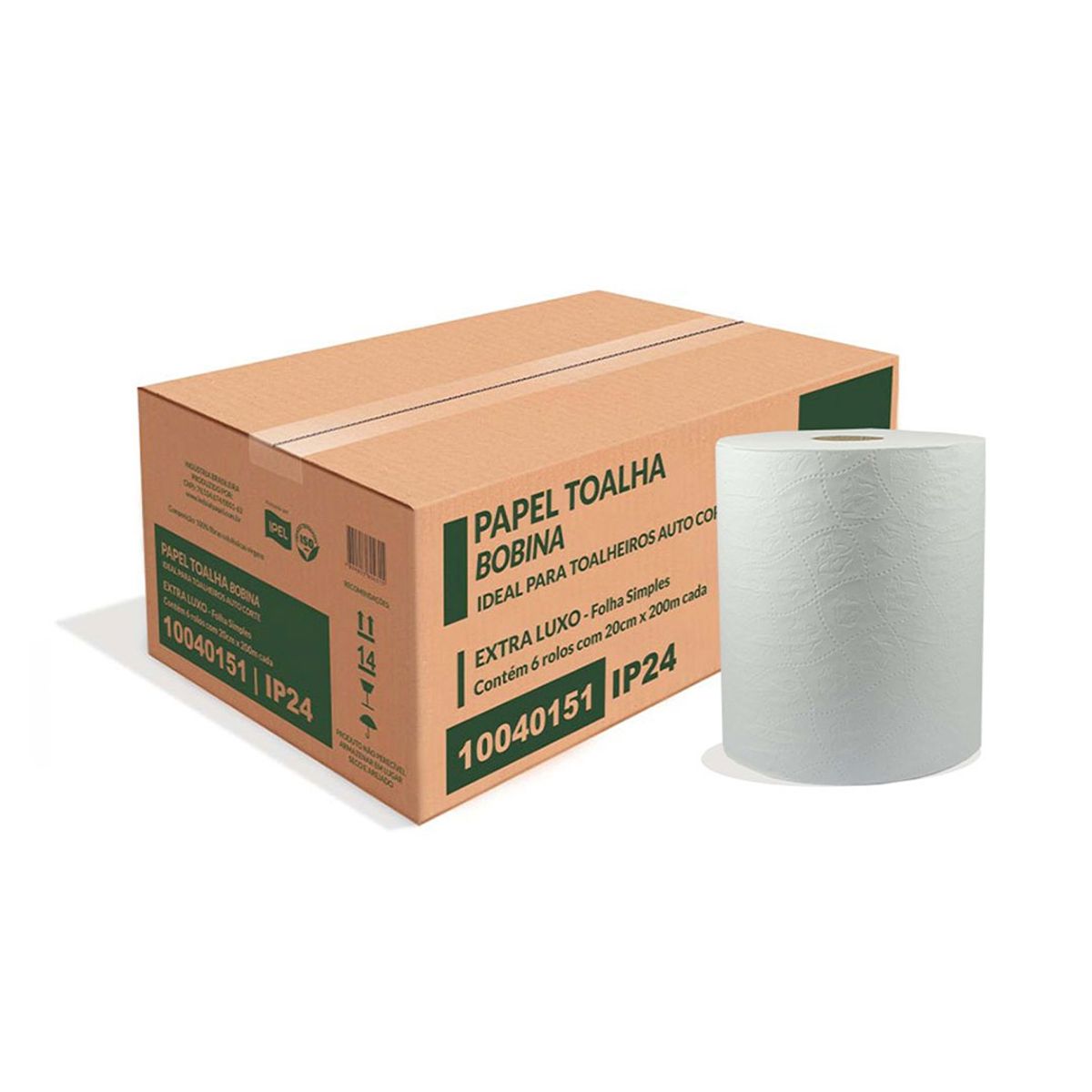 GENERICO - Toalla De Papel Bobina Ipel autocorte 6 Rollos De 200 Metros