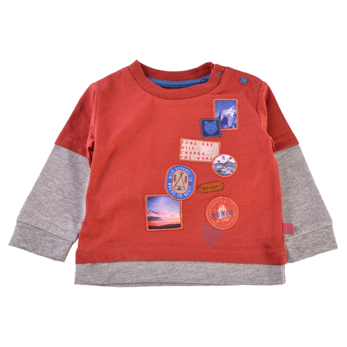 PILLIN - Polera Manga Larga Bebé Niño Terracota Pillin - Beige