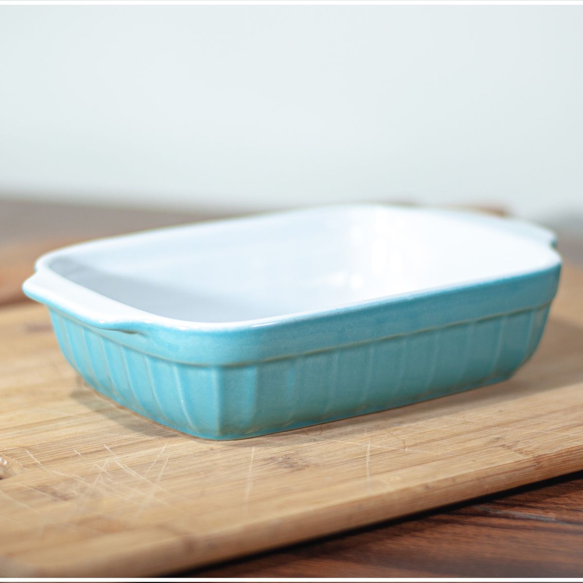 GENERICO - Fuente de Cerámica phorno tipo Gres - RECTANGULAR 23x15 Celeste