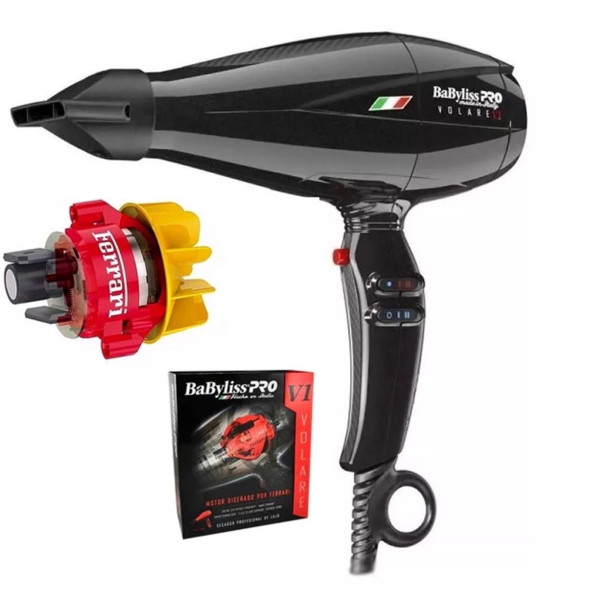 BABYLISS PRO - Secador Volare V1 Motor 6 Niveles Ferrari Babylisspro Negro