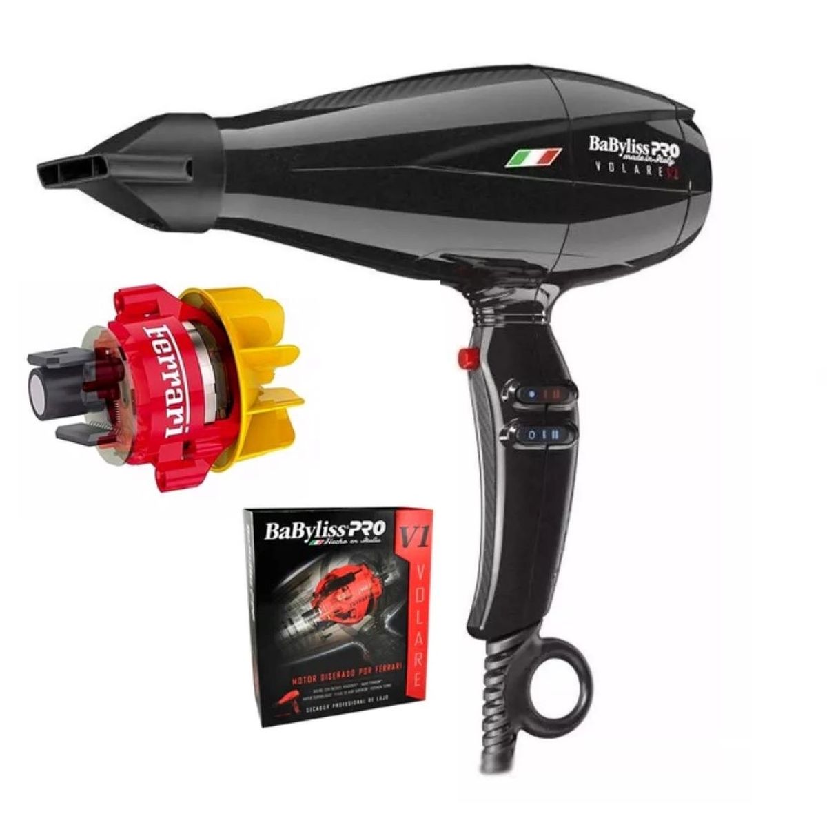 BABYLISS PRO - Secador Volare V1 Motor 6 Niveles Ferrari Babylisspro Negro