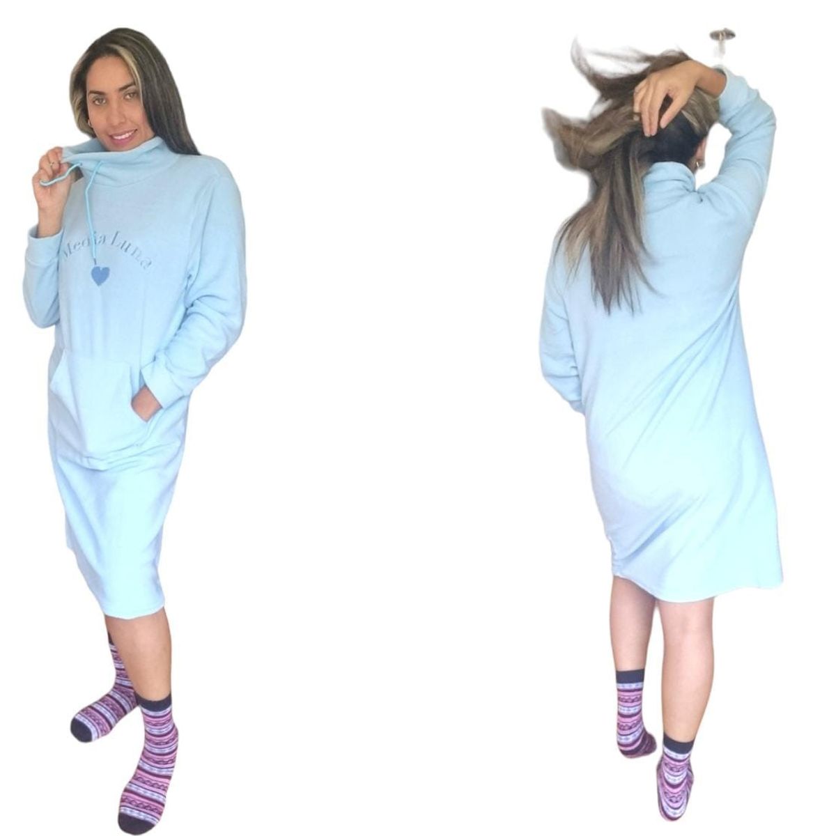 AGW - Pack 3 Polerones Mujer Polar Capucha Largos