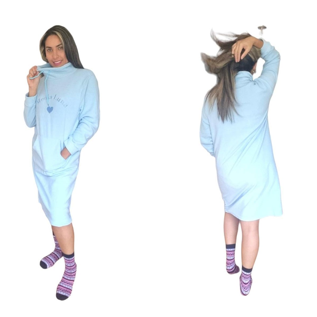 AGW - Pack 3 Polerones Mujer Polar Capucha Largos