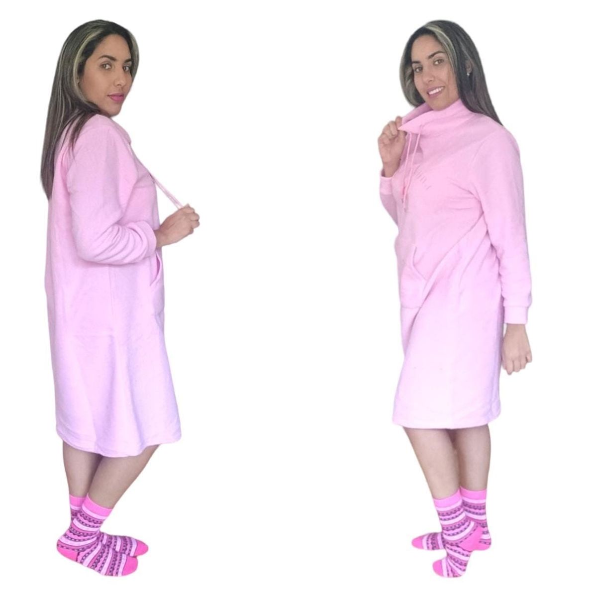 AGW - Pack 3 Polerones Mujer Polar Capucha Largos