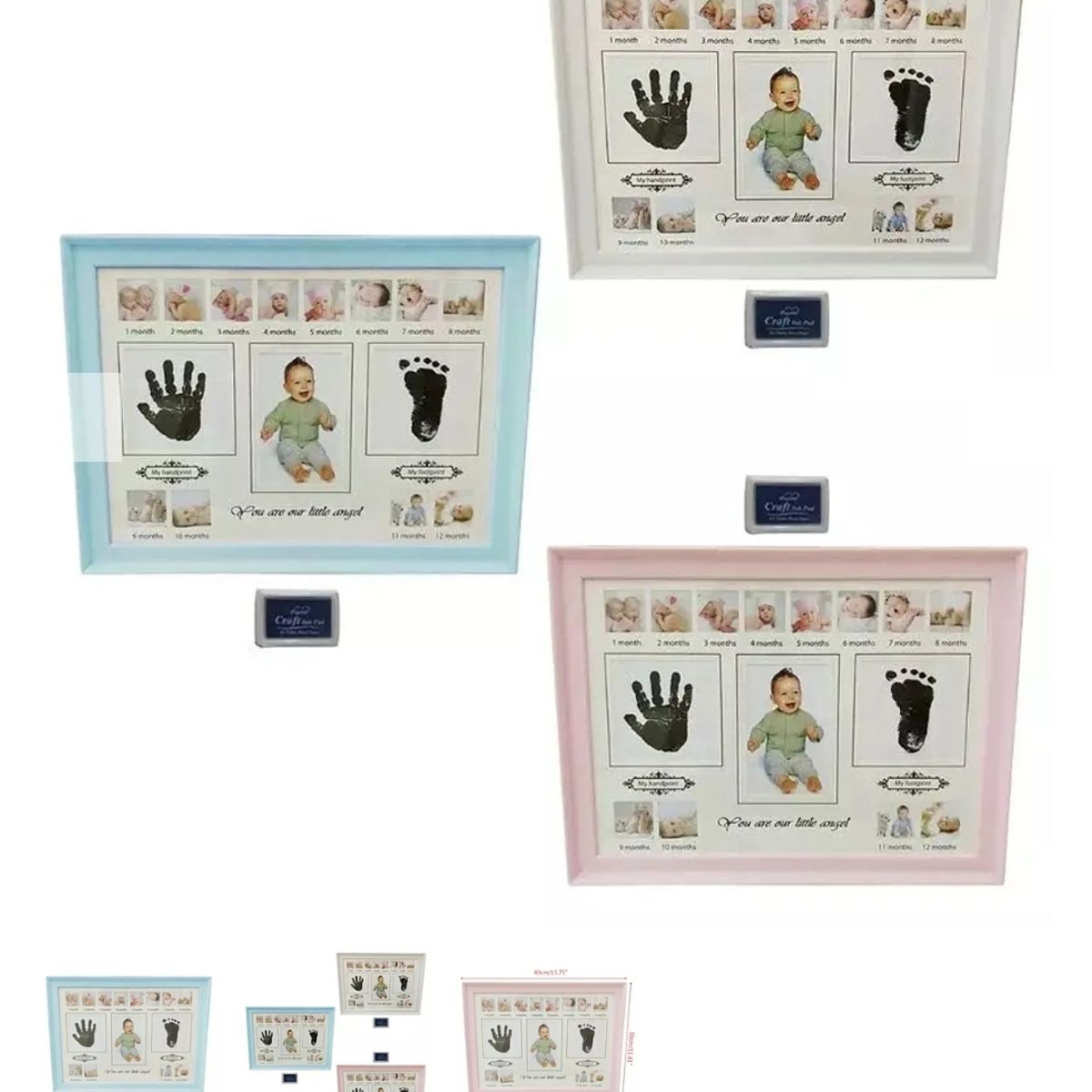 GENERICO - Kit Para Hacer Huellas Manos Pies Marcos Fotos Bebé ROSA