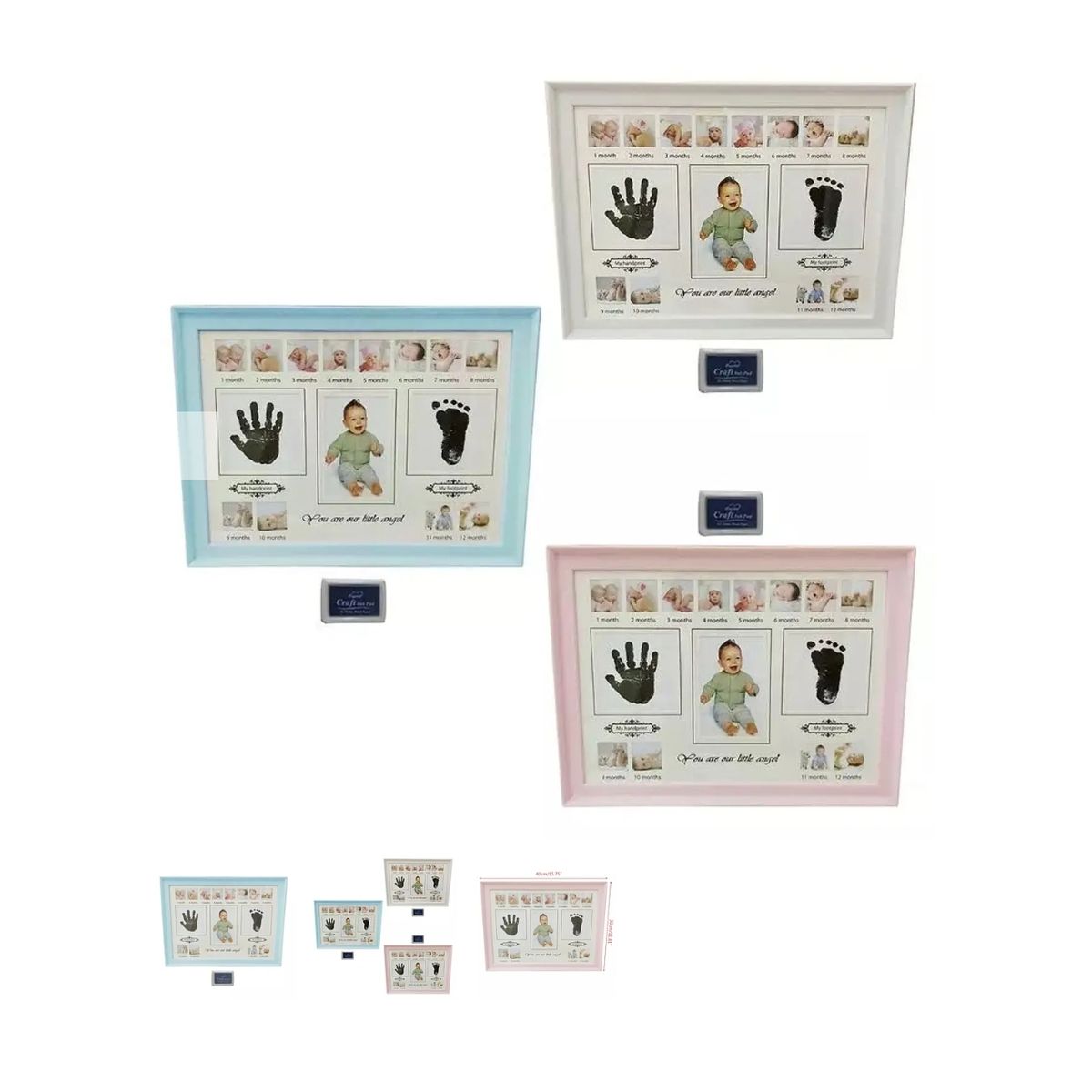 GENERICO - Kit Para Hacer Huellas Manos Pies Marcos Fotos Bebé ROSA