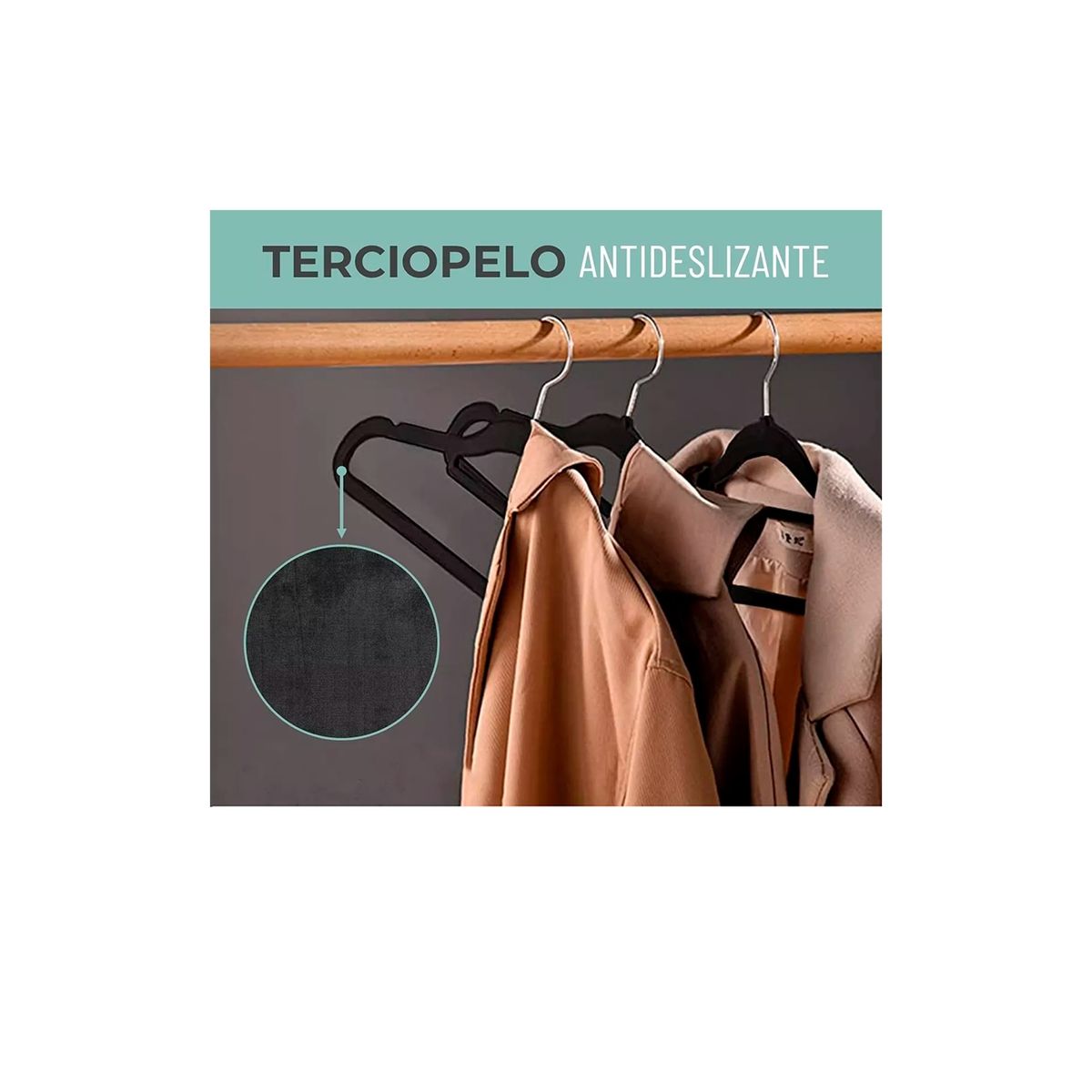 GENERICO - Set 30 Colgadores De Ropa Terciopelo Antideslizante